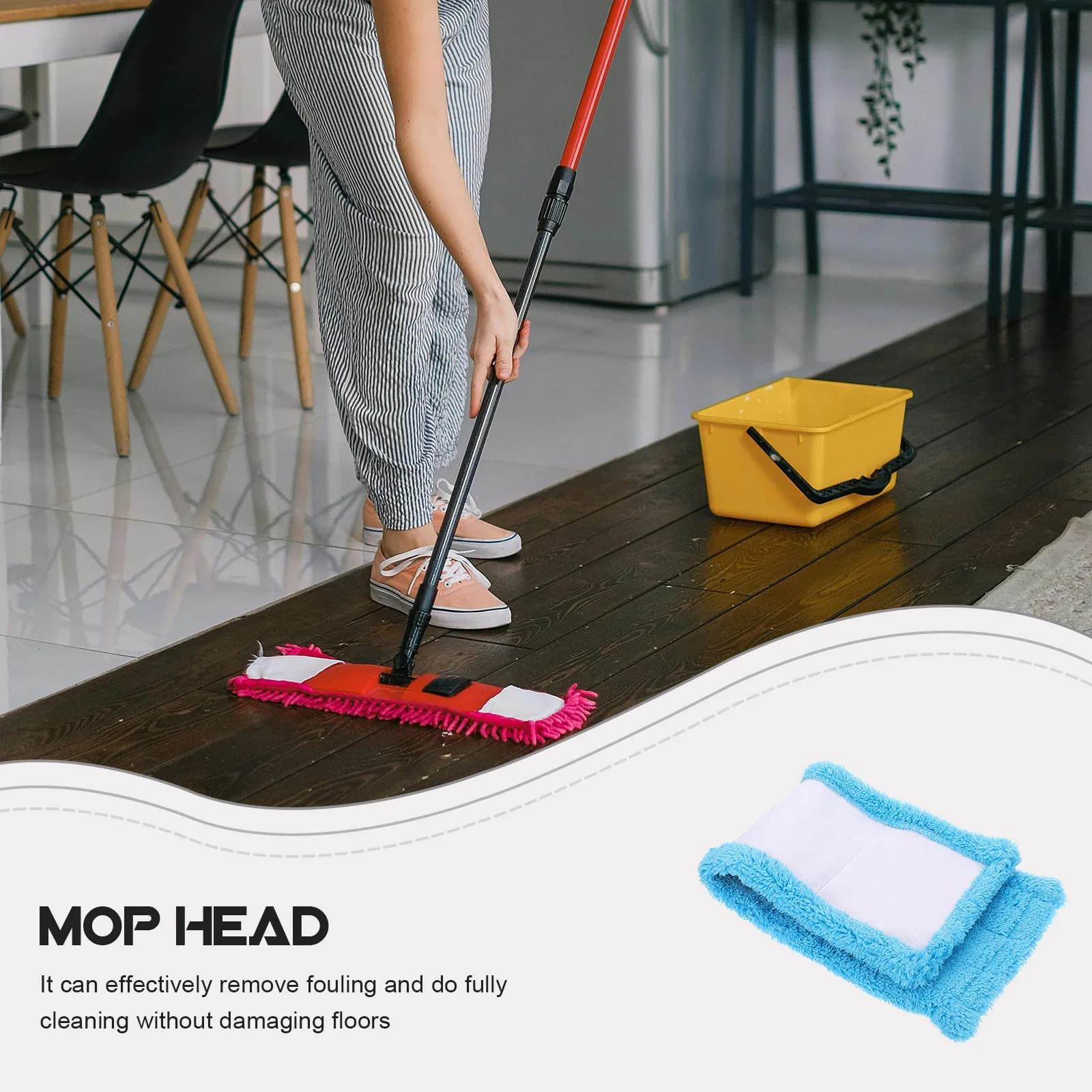 2 Pezzi Ricambio Testina Mop in Microfibra, Panno Spesso in Corallo per Pulizia, Ricarica per Pavimenti in Legno, Ceramica, Marmo, Facile da Lavare