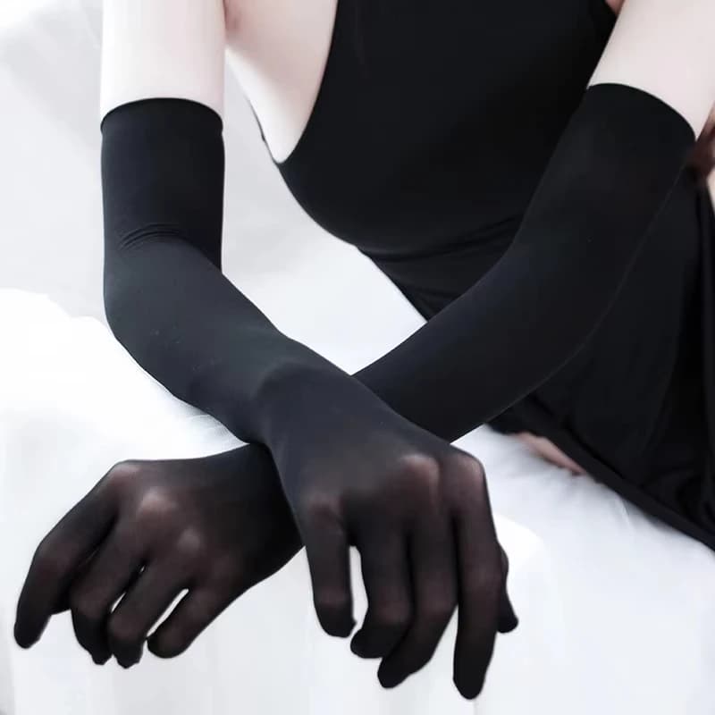 Solid Nylon Ultra-thin Seamless Sexy High Elasticity Tight Stocking Gloves Long Sunscreen Women Dance Party Night Club Cosplay