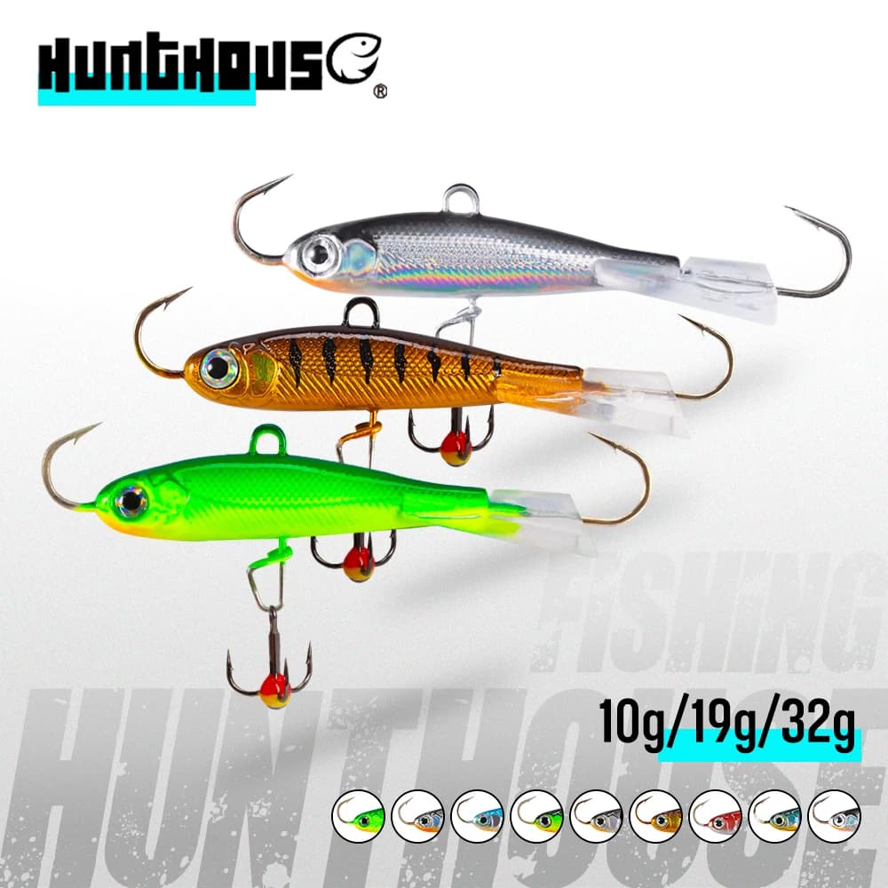 Hunthouse Inverno Richiamo di Pesca sul Ghiaccio 3PCS 50mm/10g 65mm/19g 75mm/32g Affondamento Wobblers VIB Vibrazione Esca Per Spigola Luccio Persico LW812