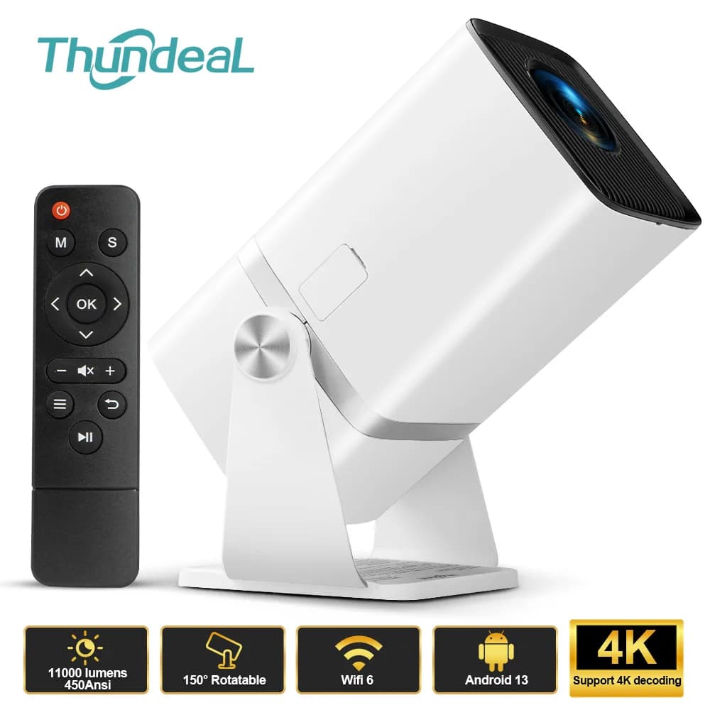 Mini Proiettore ThundeaL TD80W Full HD 4K Supportato, Android WiFi 3D, Home Theater Portatile per Film all'Aperto