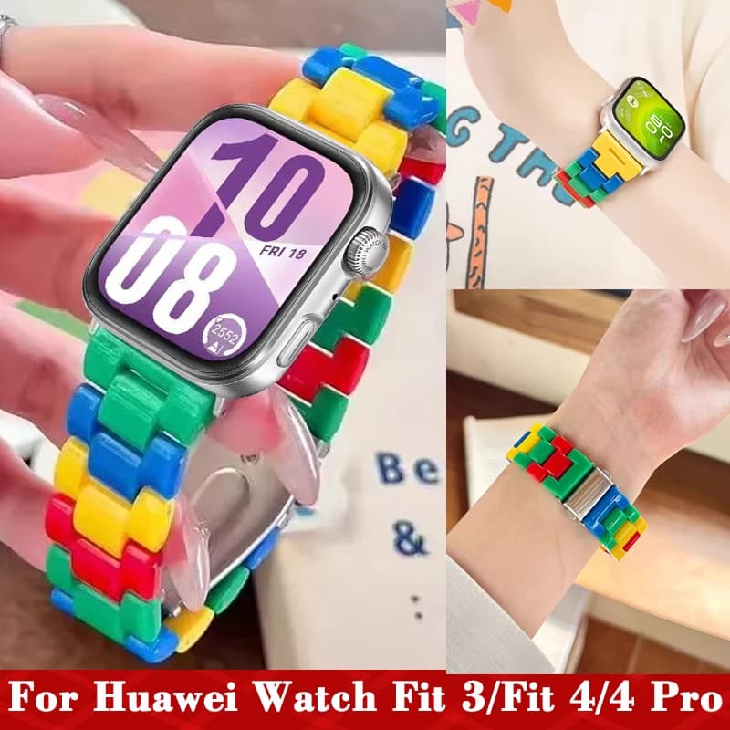 Cinturino in resina arcobaleno per Huawei Watch Fit 4 Fit 4 Pro cinturino da donna Correa per Huawei Watch Fit 3 cinturino colorato