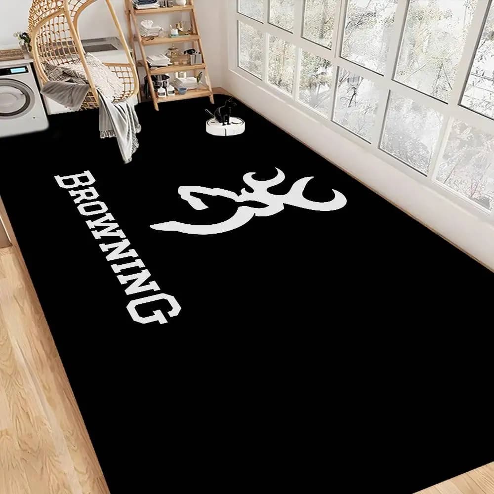 Hallway mat with B-Brownings logo, washable, non-slip, for living room, sofa, chairs, kitchen mat, zerbino mat