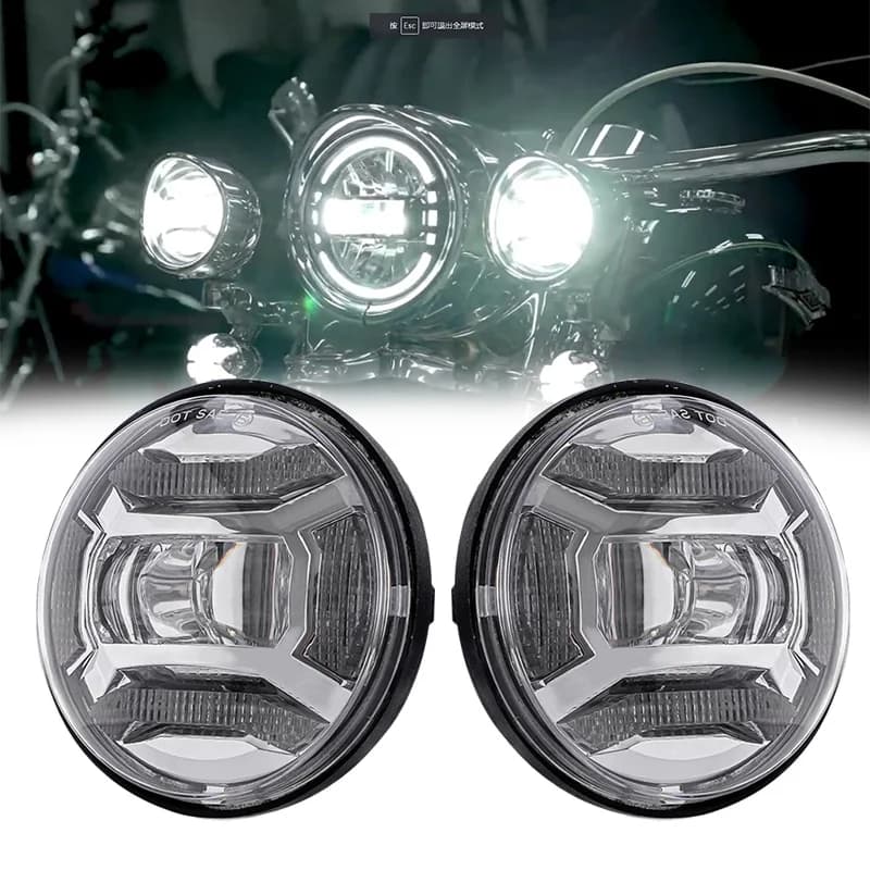 1 Coppia 4.5 "4 1/2 pollici Moto LED Nebbia Passaggio Luce Ausiliaria Per Harley Road King FLHR Softail Electra Glide Tourin