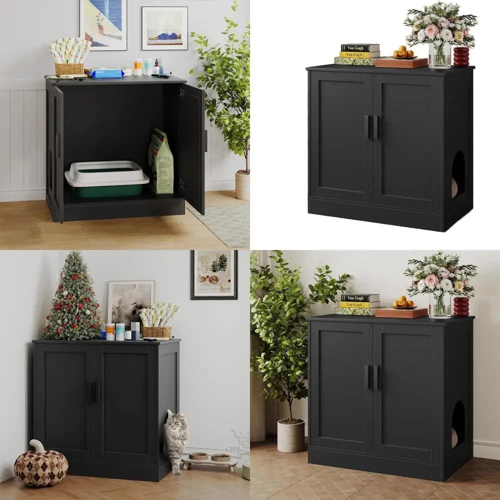 Cot for Cats Large and Hidden with Removable Divider, Elegant Black Cat for Cats