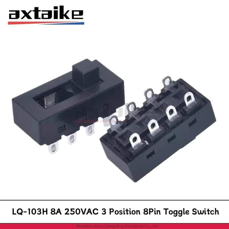 2PCS LQ-103H 8A 250V AC 3 Position 8 Pin Toggle Slide Switch Hair Dryer Accessories SS-23L11 DIP