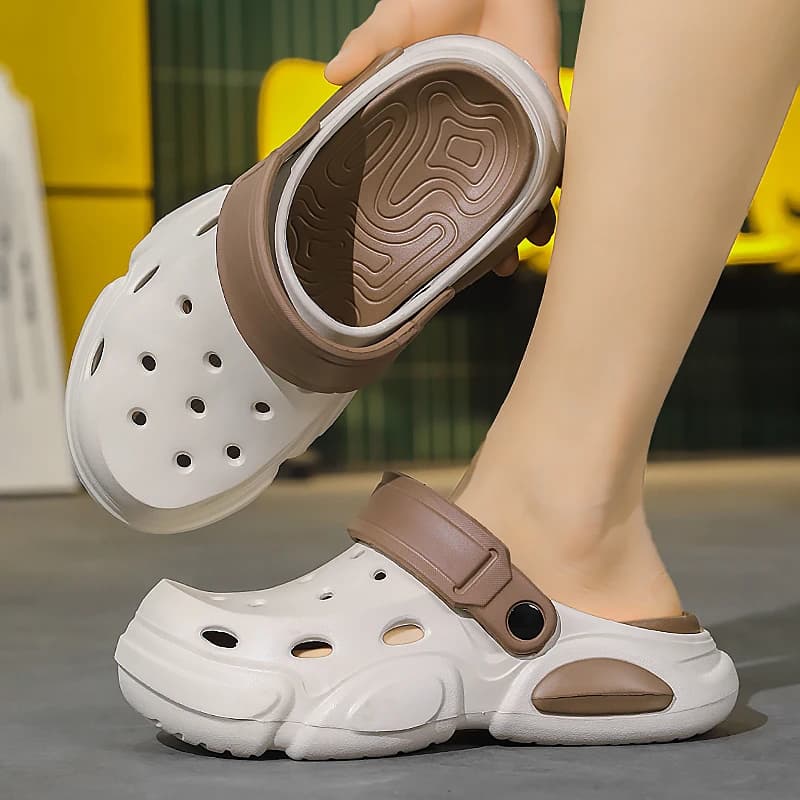 Summer Men's Thick Sole Sandals Non-Slip Breathable Toe Cap Slides Casual Beach Slippers Open Toe Outdoor Shoes for Male Big