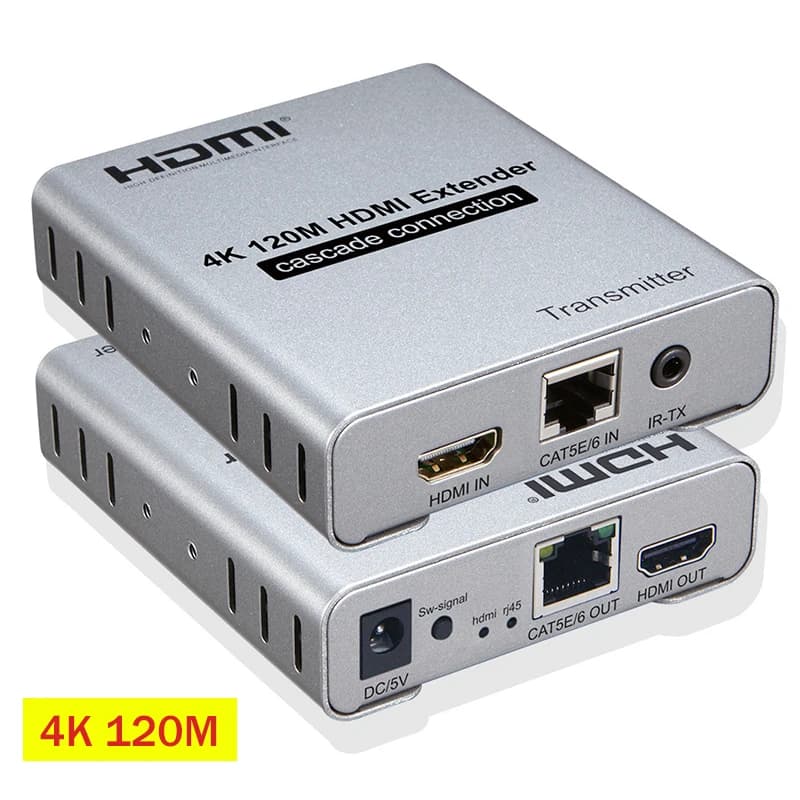 120M HDMI Ethernet Extender Cat6 RJ45 cable 4K 30Hz Video Splitter Extender TX to many RX transmitter support cascading connection