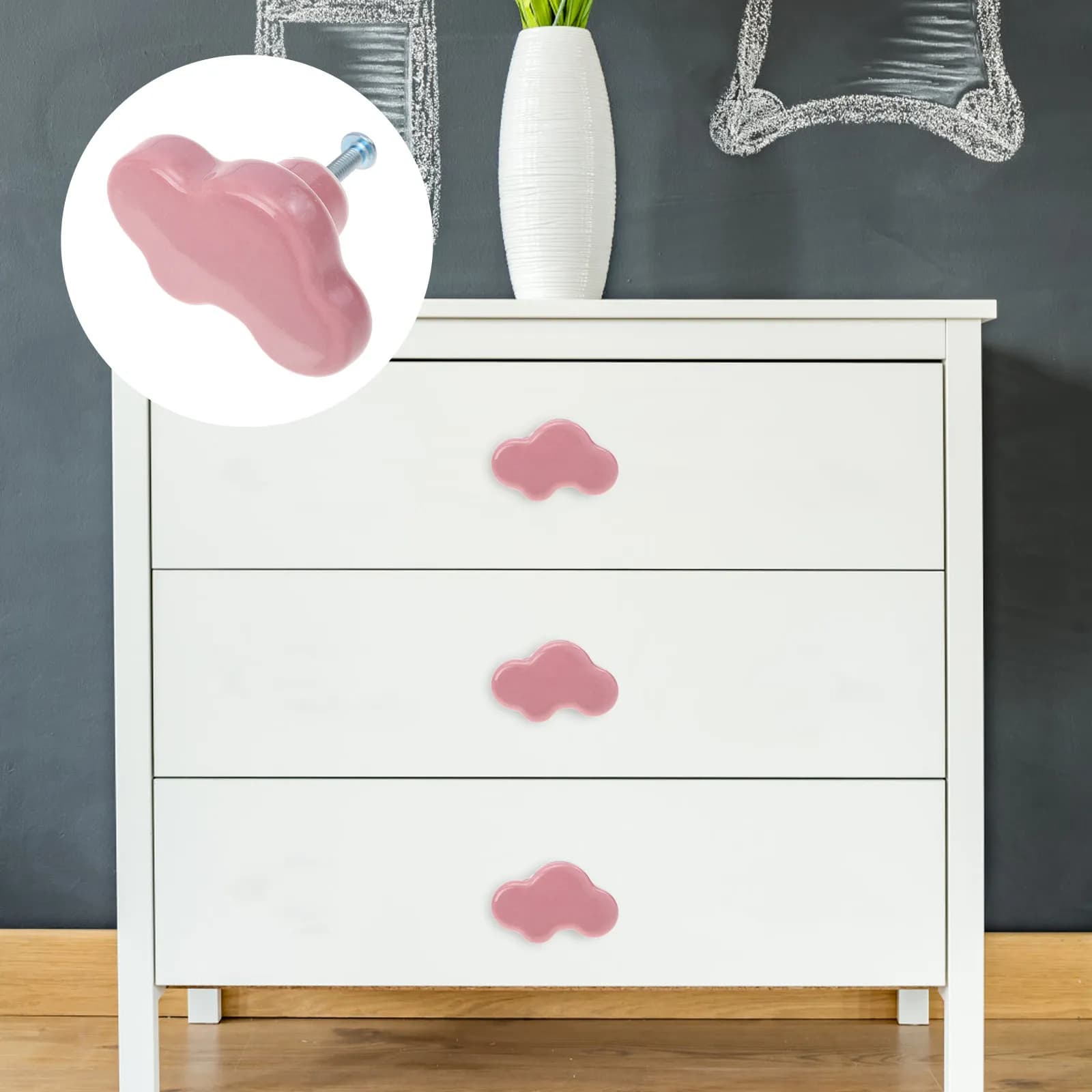 4 pomelli per cassetti a forma di nuvola, maniglie in ceramica per armadi, ante, librerie, scarpiera, elegante decorazione per la casa