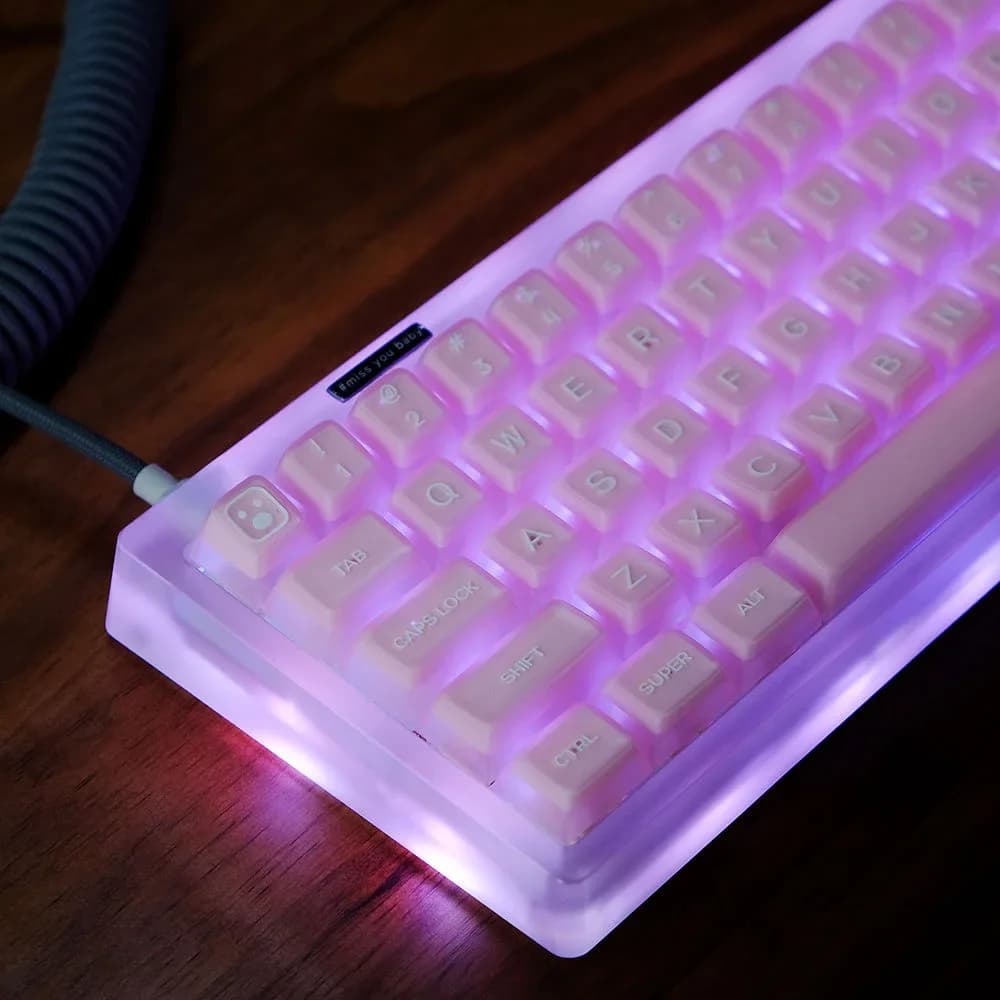 KBDiy 142 keys SA Profile Covers PBT Pink Translucent Keycap Custom for Mechanical Game Keyboard Caps FAI DA TE Double Shot 60% 70%