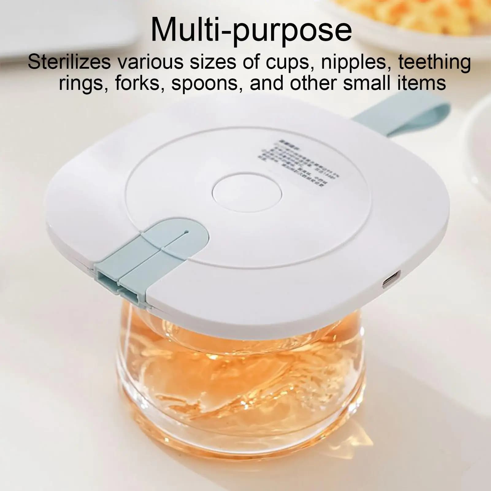 Sterilizzatore per bottiglie da viaggio Coperchio a luce UV 7100mAh Sterilizzatore elettrico per bottiglie Tazza Tazza Massaggiagengive Tiralatte Parti Ciotola Forchetta