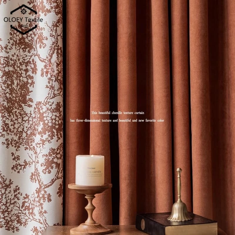 Tenda in ciniglia di lusso personalizzata Tende oscuranti jacquard caramello stile hotel americano per soggiorno camera da letto principale sala da pranzo