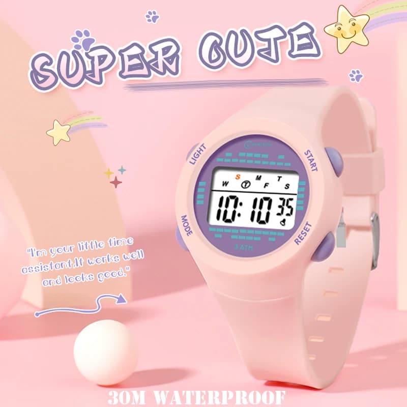 Kids Electronic Watch Pink Carinthian Boys' Watch Media 30M Waterproof Kids Multifunctional SmartWatch Digital Gift
