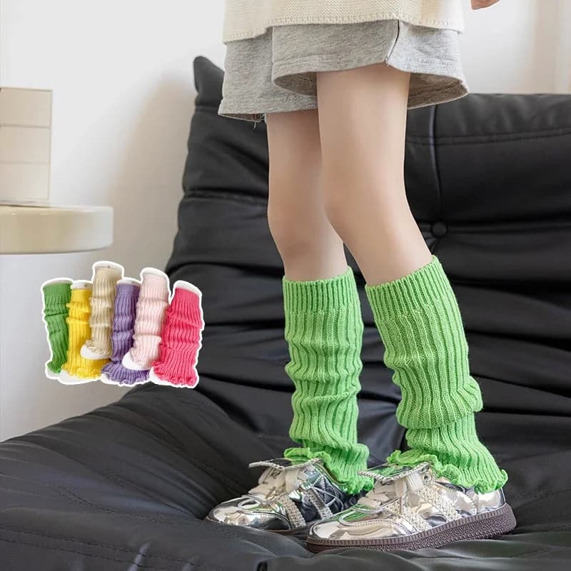 Primavera nuovi scaldamuscoli per ragazze color caramello calzini con volant polsini calzini per gambe alla moda antiscivolo calzini per ragazze carini giocosi