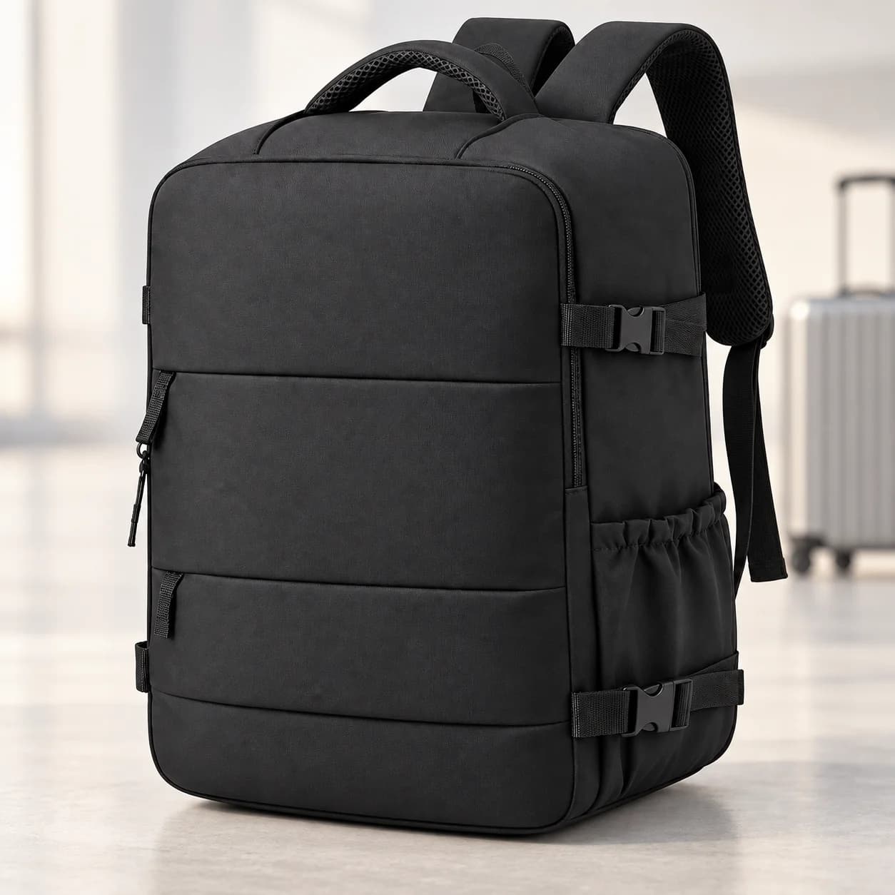 Carry On Travel Backpack for Men Women, Flight Bag with Shoe Compartment, 14 Inch Laptop Pocket, Luggage Strap, Weekender