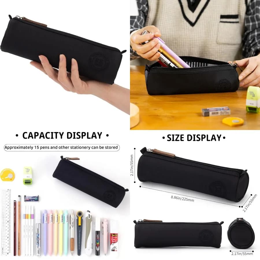 EASTHILL Astuccio piccolo Astuccio per matite Astuccio per penne per cancelleria Forniture per ufficio per ragazze Donne-Nero per organizzazione e portabili