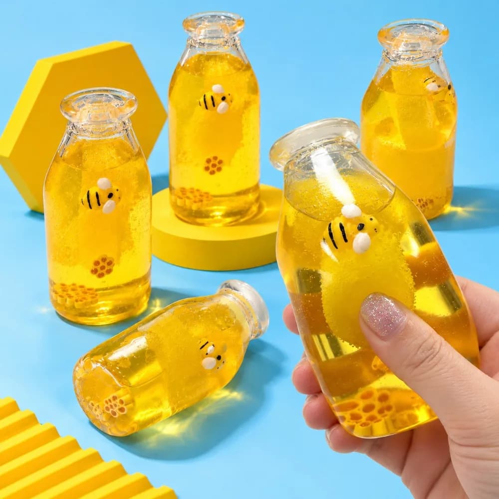 Fast Rebound Honey Bottle Squishy Ball Maltose Simulated Honey Drink Big Bottle Handmade Stress Toy AS
