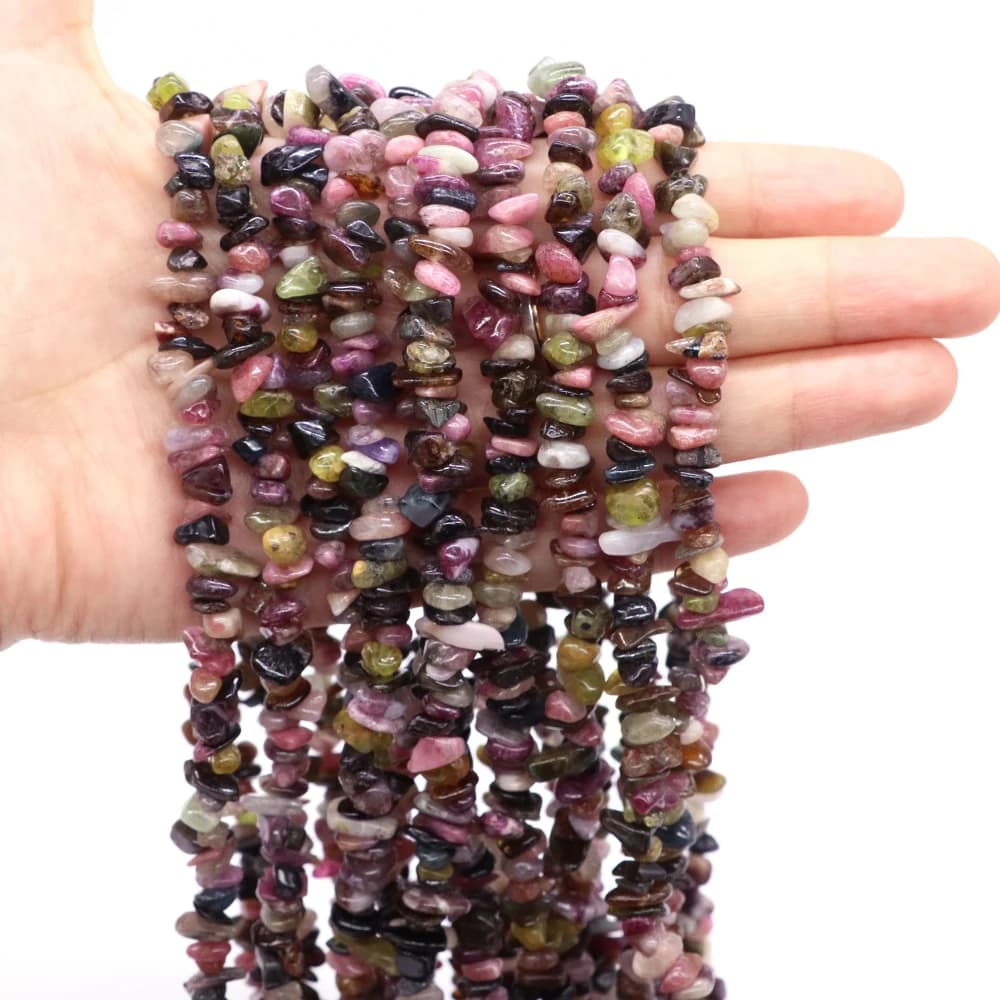 Colore naturale irregolare tormalina pietra ghiaia chip fori forati perline per creazione di gioielli regalo accessorio braccialetto collana fai da te