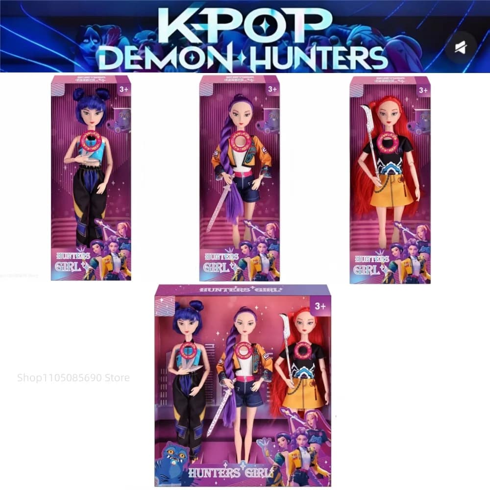 Kpop Demon Hunters: Set 3 Bambole in Vinile Rumi, Mira, Zoey con Canzone Tematica - Giocattolo Articolato da Collezione, Regalo a Sorpresa per Bambini