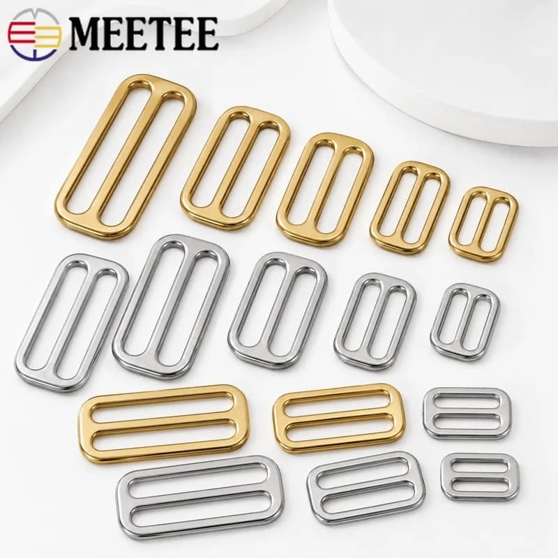 5/10Pcs 13-50mm Tri-Glide Slider Buckles Stainless Steel Brass Adjustable Ring for Bag Webbing Pet Collar Belt Hardware Sewing