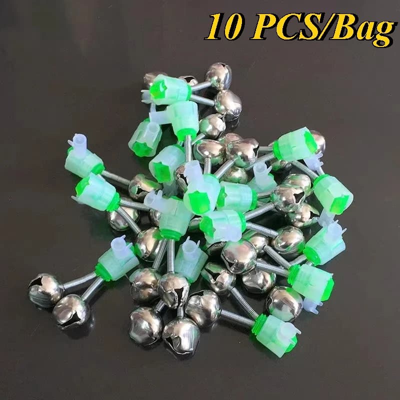 10 pz/lotto Allarmi per Morso di Pesca Canna Da Pesca Campana Asta Morsetto Punta Clip Doppia Campane Accessori Per la Pesca All'aperto Strumenti