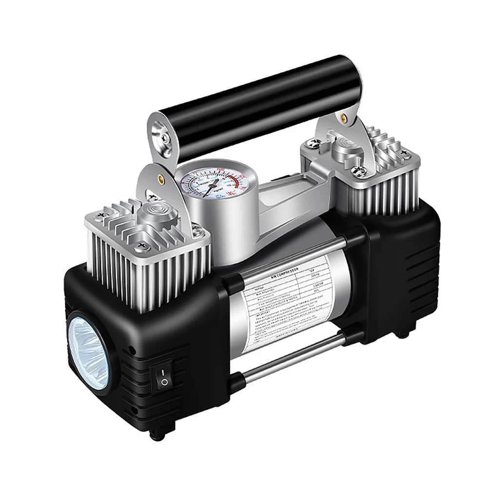 Pompa d'Aria Portatile a Doppio Cilindro 12V 150PSI, Compressore d'Aria per Auto e Camion, Gonfiatore Pneumatici a Doppio Cilindro, Pompa d'Aria Portatile Multiuso