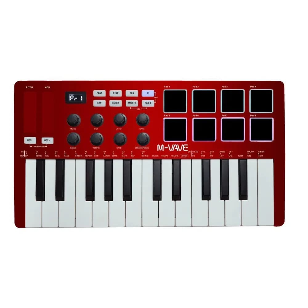 M-VAVE MIDI Controller tastiera MIDI USB a 25 tasti Attrezzatura DJ con 8 batterie retroilluminate 8 manopole 8 strumenti a tastiera musicale RGB