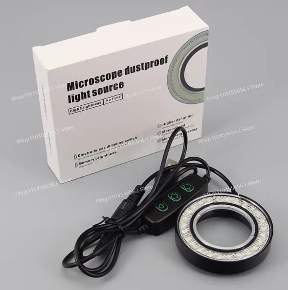 Lampada ad Anello per Microscopio SS-033C con 36 LED a Luce Bianca, Copertura Antipolvere e Antifumo, Lente d'Ingrandimento per Ispezioni Industriali