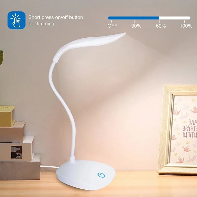 Eye Protection LED Reading Lamp Touch Dimmable Brightness Adjustable USB Plug Table Light For Study Bedroom Office Desk