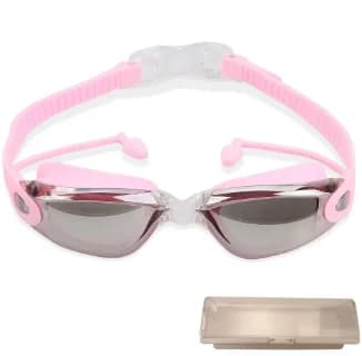 Adult Myopia Swimming Goggles with Electroplated One-Piece Earplugs - Waterproof, Anti-Fog, Suitable for Outdoor Use