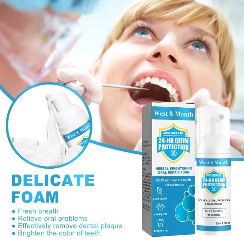 Herbal-based white teeth Mousse foam toothpaste refreshes the oral smell reduces teeth yellow spots bleeding teeth whitening