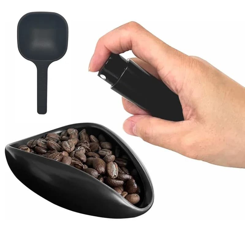 Set di flaconi spray con cucchiaio e misurino per chicchi di caffè, per caffè, tè, contenitore dosatore, set di vassoi dosatori, accessori per caffè espresso