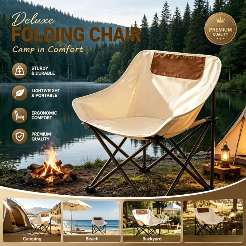 Ultra Light Portable Camping Chair Foldable Outdoor Leisure Seat Comfortable Chair for Hiking Fishing Picnic and Road Trips
