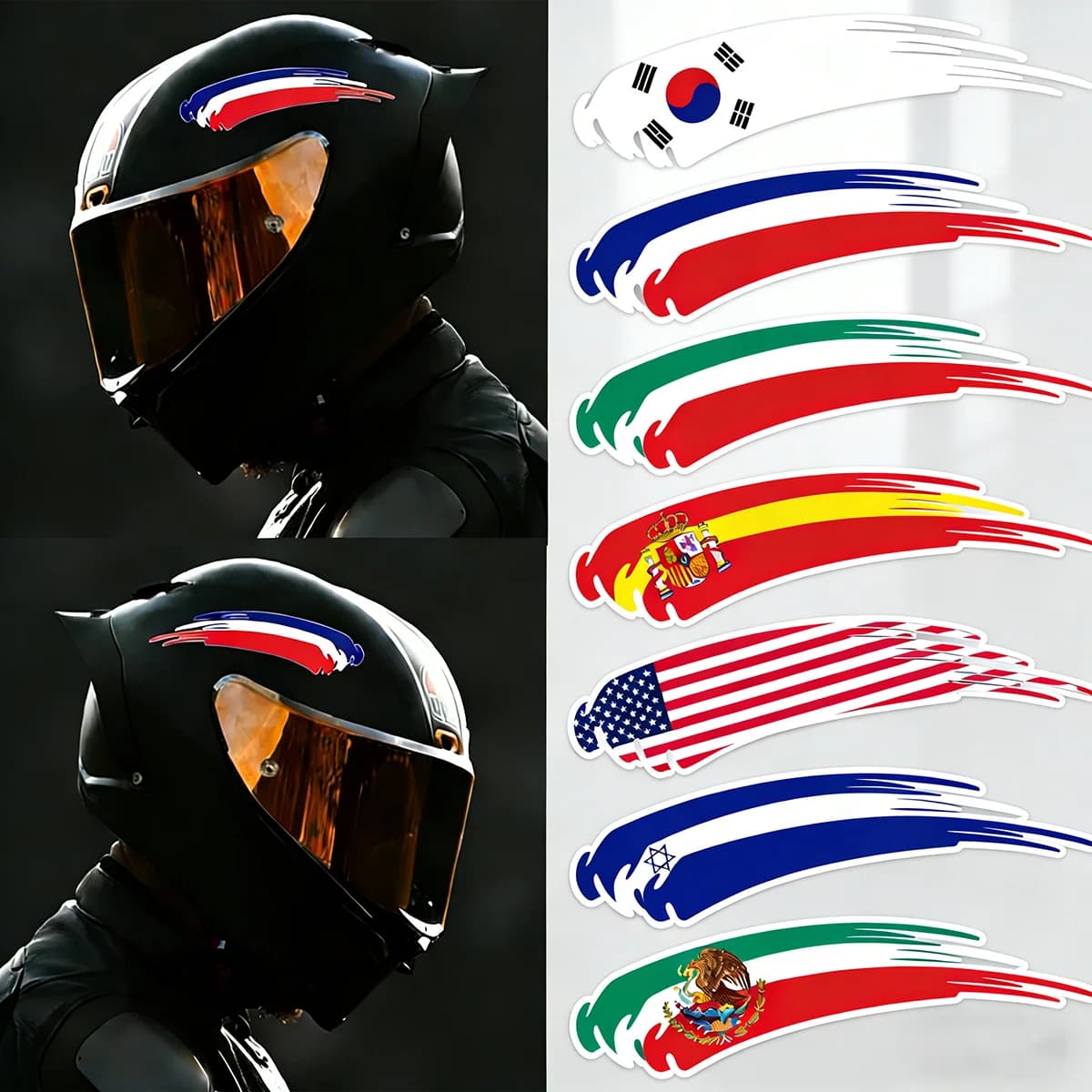 Adesivi Riflettenti per Casco Moto, Logo Bandiera Nazionale, Decalcomanie per Serbatoio Moto e Auto, per Yamaha Honda Suzuki Kawasaki Ktm