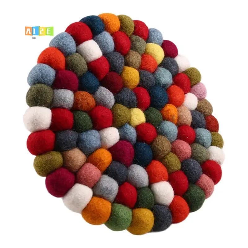 A12E-Handmade Colored Wool Felt Singing Bowl Mat Buddhist Tibetan Singing Bowls Round Mats Percussion Instruments Accessories