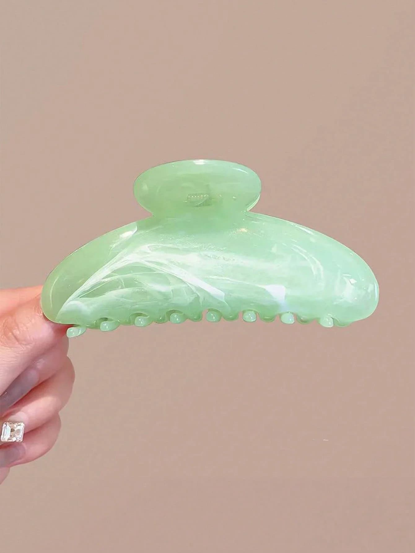 Set di 3 Grandi Fermagli per Capelli a Onda da 4,3 Pollici, Rosa, Verde e Bianco, Eleganti Clip a Becco d'Anatra per Donne, Uso Quotidiano e Feste