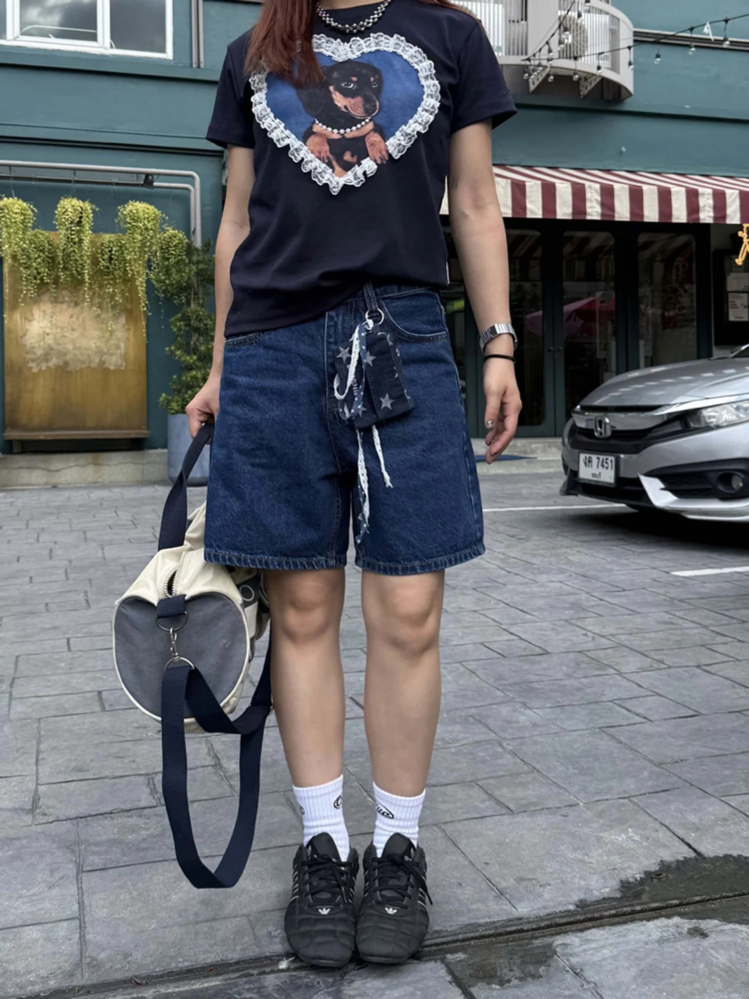Waed American Sle Shorts in denim blu da donna, a vita alta, a gamba dritta, a cinque punte, estivi, casual, modellanti