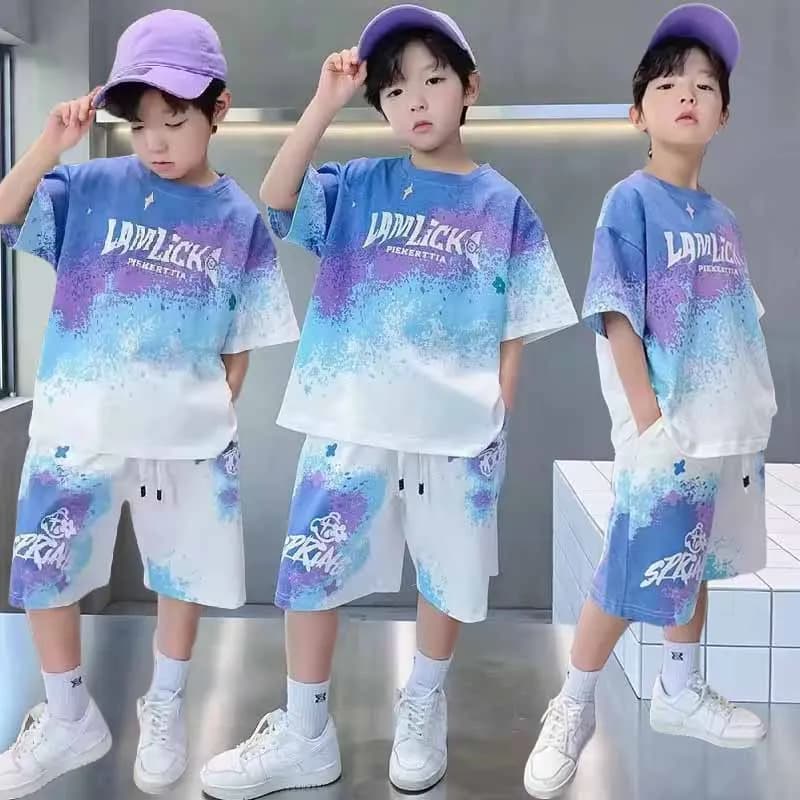 Ragazzi Allentati Casual Set Estate Teen Gradiente T-shirt + Pantaloncini 2 pezzi Grandi bambini Sport Manica corta Vestiti Abiti Bambini Stampa Outfit