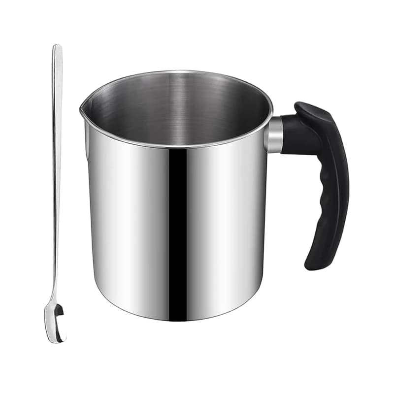 Production of stainless steel candles Pot for pouring candles with spoon to mix pot for double boiler wax casting 44 Oz