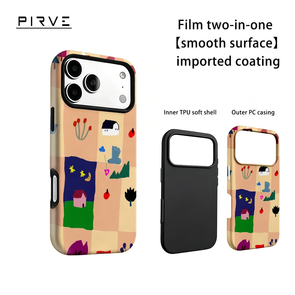 Beige Houses Trees For IPhone18 17 Must-Haves Phone Case For IPhone 17 15 14 13 16 Pro Max Plus Double-Layer Tough Case