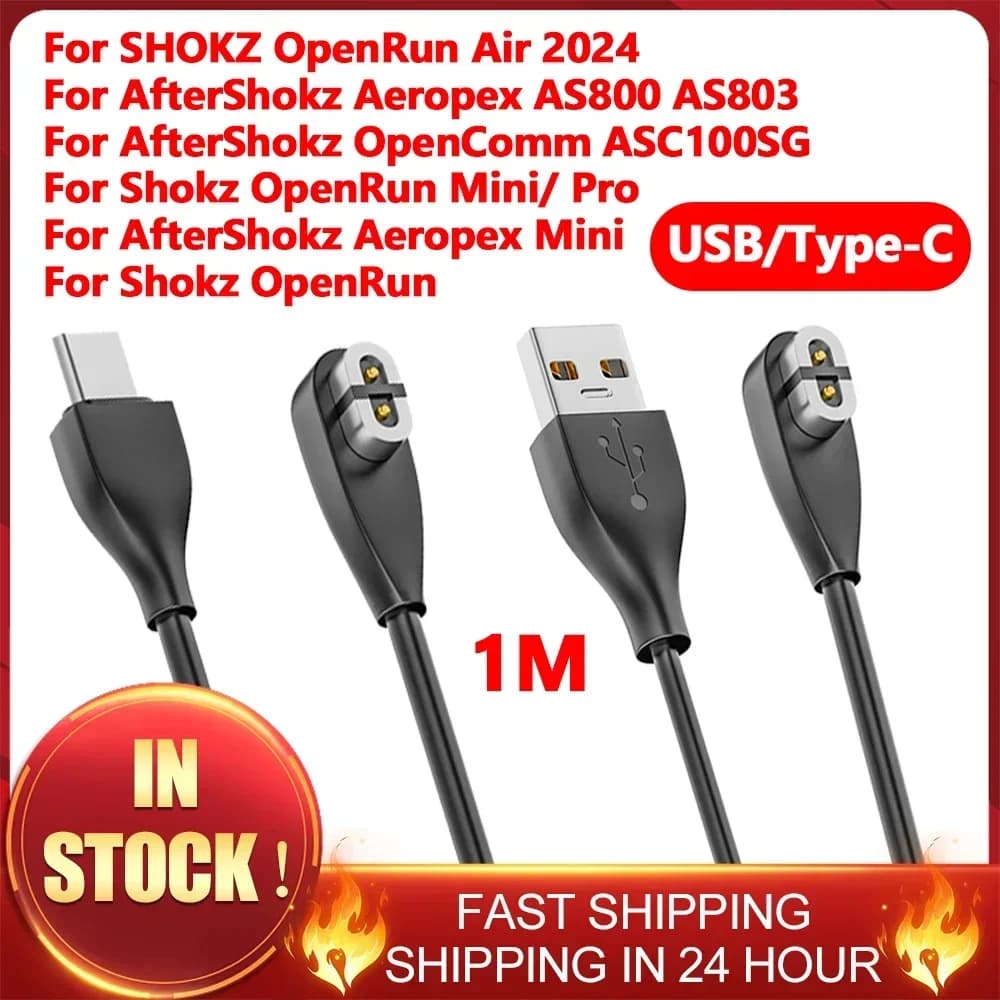 Cavo di ricarica USB/tipo C per caricabatterie magnetico per Shokz OpenRun Air per Aftershokz Aeropex AS800/ S803/ S810