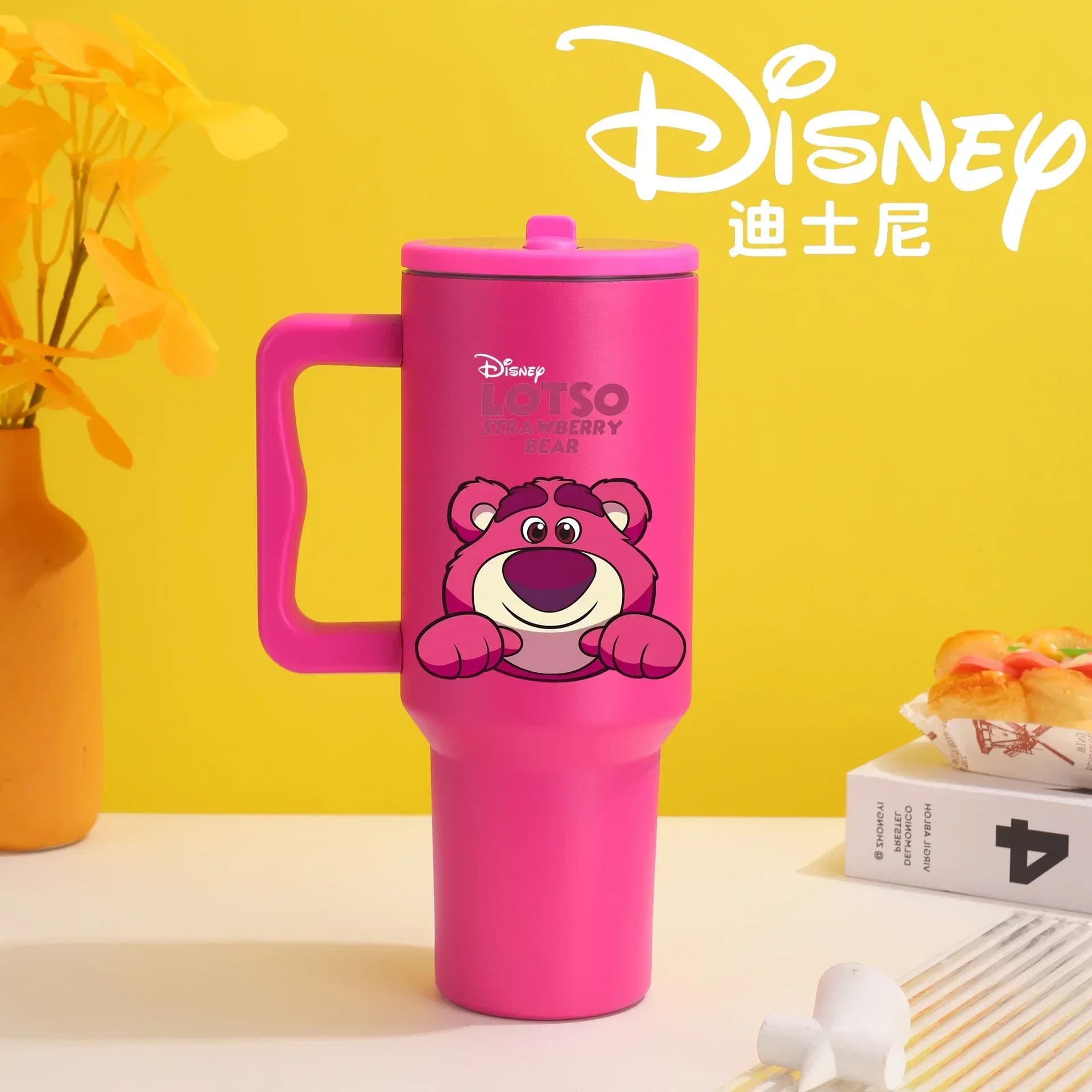 Disney Stitch 2026 Nuovo Bicchiere da Auto da 40oz in Acciaio Inossidabile 304, Bicchiere Termico a Doppio Strato Sottovuoto per Esterni, Orso Lotso Fragola
