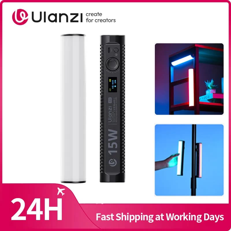 ​ Ulanzi B15RGB 15W RGB Tubo luminoso magnetico 1800K-9000K CCT 360 ° Lampada portatile RGB con modalità overdrive da 18 W