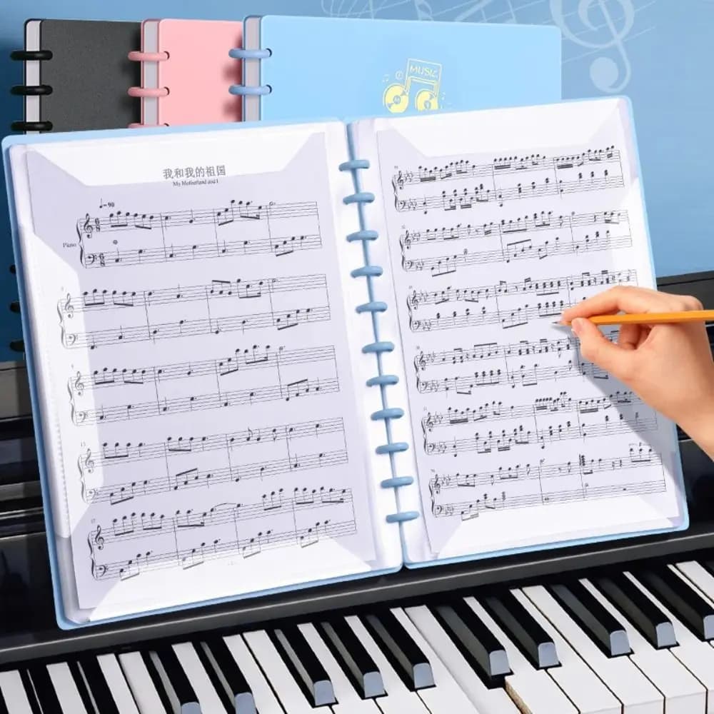 Cartella per spartiti musicali in plastica creativa Cartella per fogli di pianoforte trasparente A4 Organizzatore di archiviazione di documenti flessibile portatile