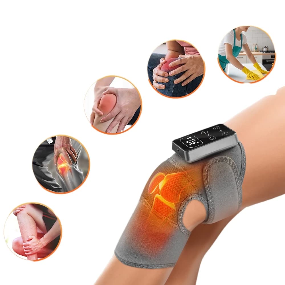 Massaggiatore riscaldante per ginocchio 3 vibrazioni 5 impacco caldo 3 in 1 cuscino riscaldante per ginocchio gomito spalla tutore per fisioterapia articolare elettrica