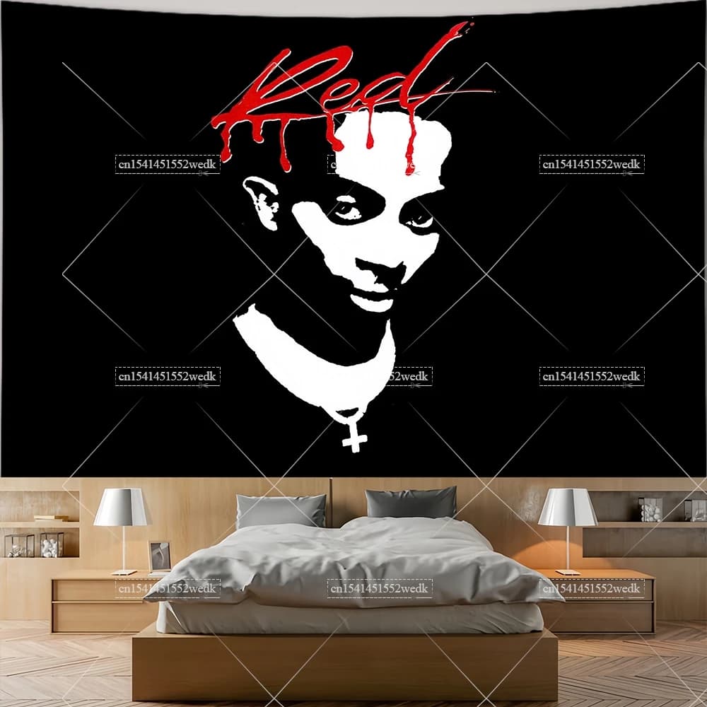 Playboi Carti Whole Lotta Red Flag Wall Hanging Tapestry Aesthetic Room Decoration Hippop Rapper Album Posters Art Tapestries