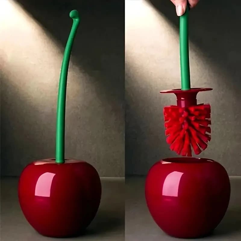 Scopino per WC domestico a setole morbide con manico lungo, scopino per WC in ciliegio, spazzola per pulizia in plastica