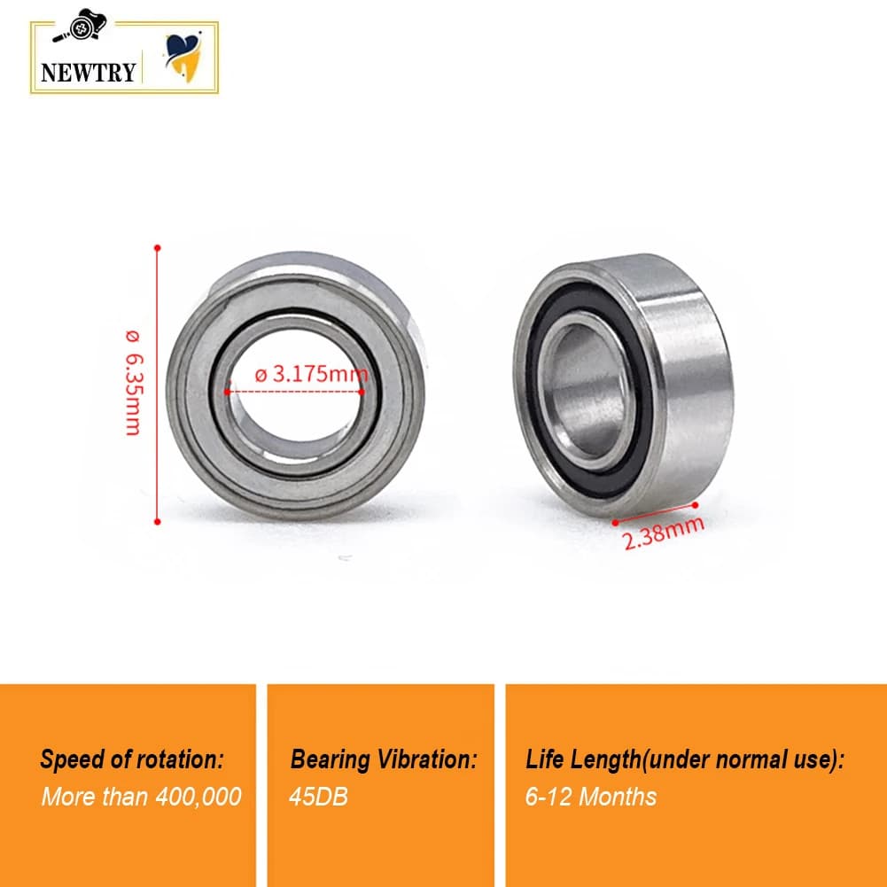 5/20 Pezzi Cuscinetto in Ceramica Dentale SR144TLZN Compatibile con Manipolo Turbina ad Aria ad Alta Velocità PANA MAX, Cuscinetto Rotore Cartuccia 3.175x6.35x2.38mm