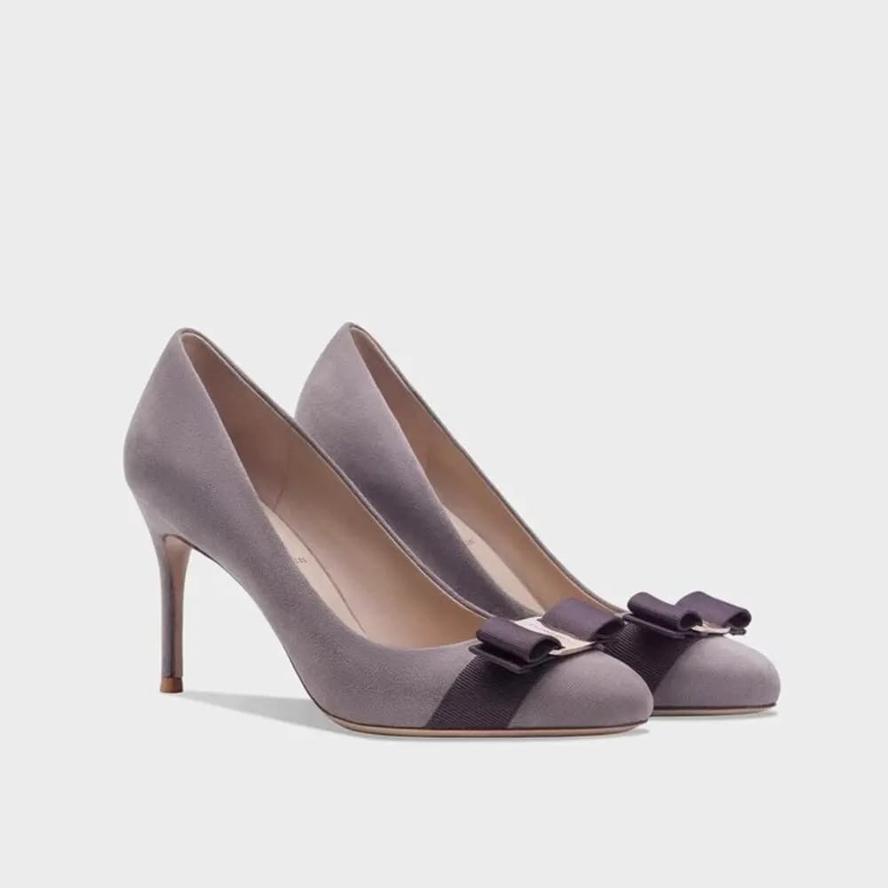Women's Shoes with Bow and High Heel, New Autumn Collection, Closed Point, in Red and Black Unit Tint, for Work and Ceremonies