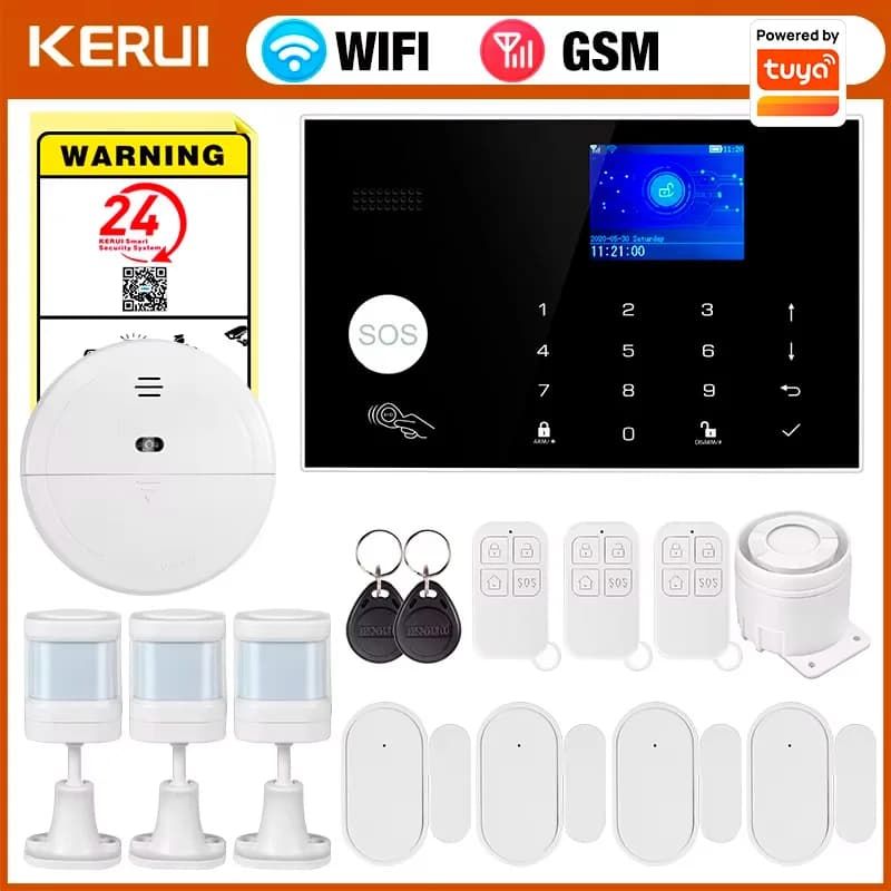 KERUI G30 Allarme antifurto per protezione di sicurezza domestica con display di temperatura e umidità Sistema di allarme WIFI GSM Tuya Smart APP