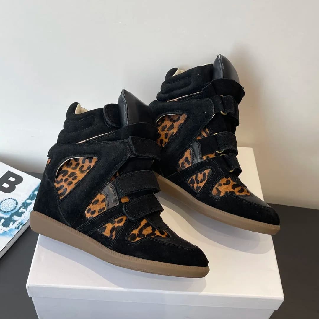 Sneakers con Zeppa per Donna, Tacco Nascosto, Scarpe con Molteplici Cinturini in Velcro